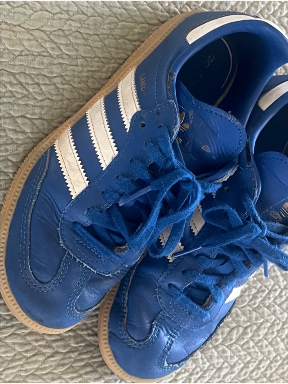 adidas Kids Royal Blue Samba Sneakers with White Stripes